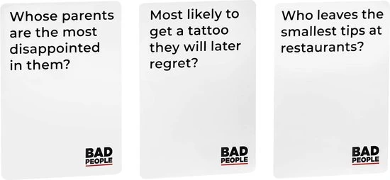 Dyce Games Bad People (Engelstalig) - H T Partyspel Voor Volwassenen - Het Kaartspel Dat Je Beter Niet Kan Spelen 5 Dyce Games Bad People (Engelstalig) - H T Partyspel Voor Volwassenen - Het Kaartspel Dat Je Beter Niet Kan Spelen - Afbeelding 3