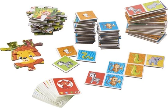 Grafix 4-in-1 Kaartspellen Voor Kinderen | Thema Jungle | Kwartet - Memory - Domino - Puzzel | Denkspel | Geschikt Voor Kinderen Vanaf 5 Jaar 6 Grafix 4-in-1 Kaartspellen Voor Kinderen | Thema Jungle | Kwartet - Memory - Domino - Puzzel | Denkspel | Geschikt Voor Kinderen Vanaf 5 Jaar - Afbeelding 4