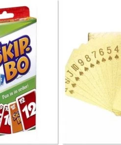 Merkloos Skip-bo + Waterdichten Speel Kaarten Goud