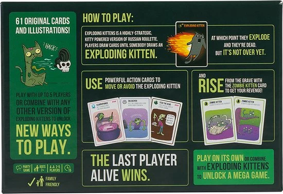 Exploding Kittens Zombie Kittens - Engelstalig Kaartspel 8 Exploding Kittens Zombie Kittens - Engelstalig Kaartspel - Afbeelding 6