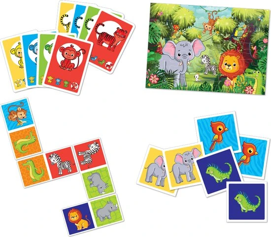 Grafix 4-in-1 Kaartspellen Voor Kinderen | Thema Jungle | Kwartet - Memory - Domino - Puzzel | Denkspel | Geschikt Voor Kinderen Vanaf 5 Jaar 5 Grafix 4-in-1 Kaartspellen Voor Kinderen | Thema Jungle | Kwartet - Memory - Domino - Puzzel | Denkspel | Geschikt Voor Kinderen Vanaf 5 Jaar - Afbeelding 3