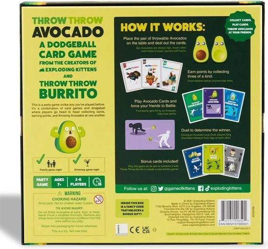Exploding Kittens Throw Throw Avocado - Engelstalig Kaartspel 5 Exploding Kittens Throw Throw Avocado - Engelstalig Kaartspel - Afbeelding 3