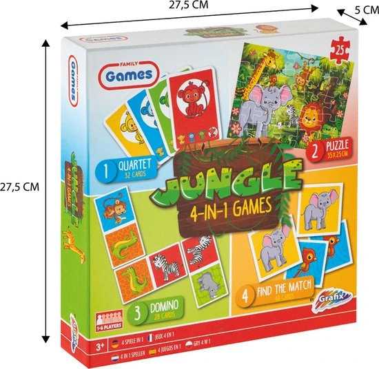 Grafix 4-in-1 Kaartspellen Voor Kinderen | Thema Jungle | Kwartet - Memory - Domino - Puzzel | Denkspel | Geschikt Voor Kinderen Vanaf 5 Jaar 7 Grafix 4-in-1 Kaartspellen Voor Kinderen | Thema Jungle | Kwartet - Memory - Domino - Puzzel | Denkspel | Geschikt Voor Kinderen Vanaf 5 Jaar - Afbeelding 5