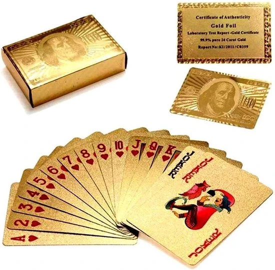 Opline Speelkaarten Waterdicht | Special Edition Pokerkaarten - Poker Kaartspel - Spel Kaarten | Goud 5 Opline Speelkaarten Waterdicht | Special Edition Pokerkaarten - Poker Kaartspel - Spel Kaarten | Goud - Afbeelding 3
