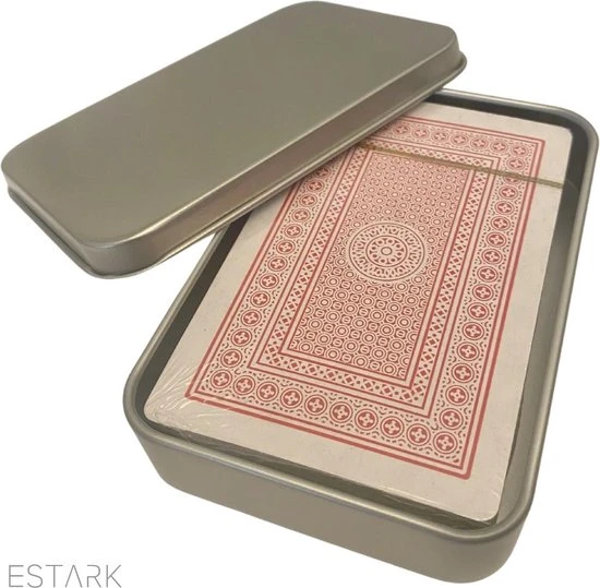 ESTARK Luxe Speelkaarten In Metal BOX - Plastic Coating - Poker Kaarten - Kaartspel - Spelkaarten - Spel Kaart - 56 Kaarten - Gezelschapsspel - Spelen - Playing Cards - In Blik 14 ESTARK Luxe Speelkaarten In Metal BOX - Plastic Coating - Poker Kaarten - Kaartspel - Spelkaarten - Spel Kaart - 56 Kaarten - Gezelschapsspel - Spelen - Playing Cards - In Blik - Afbeelding 12