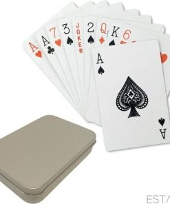ESTARK Luxe Speelkaarten In Metal BOX - Plastic Coating - Poker Kaarten - Kaartspel - Spelkaarten - Spel Kaart - 56 Kaarten - Gezelschapsspel - Spelen - Playing Cards - In Blik
