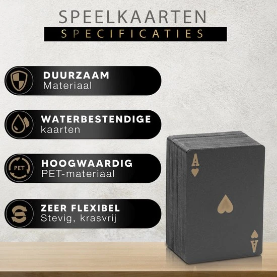 Qualux Speelkaarten | Kaarten | Luxe Pokerkaarten | Speelkaarten Waterdicht | Pokerkaarten | Kaartspel | Zwart | Goud 5 Qualux Speelkaarten | Kaarten | Luxe Pokerkaarten | Speelkaarten Waterdicht | Pokerkaarten | Kaartspel | Zwart | Goud - Afbeelding 3
