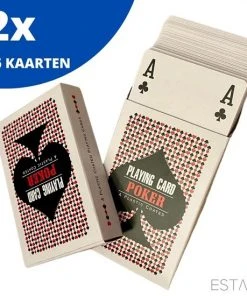 ESTARK Luxe Speelkaarten - 2 Sets - Plastic Coating - Poker Kaarten - Kaartspel - Spelkaarten - Spel Kaart - 2 X 56 - Gezelschapsspel - Spelen - Playing Cards - Cijfer In Alle 4 De Hoeken - 2 STUKS -Spellen Kast 550x550 400