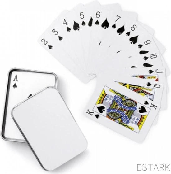 ESTARK Luxe Speelkaarten In Metal BOX - Plastic Coating - Poker Kaarten - Kaartspel - Spelkaarten - Spel Kaart - 56 Kaarten - Gezelschapsspel - Spelen - Playing Cards - In Blik 7 ESTARK Luxe Speelkaarten In Metal BOX - Plastic Coating - Poker Kaarten - Kaartspel - Spelkaarten - Spel Kaart - 56 Kaarten - Gezelschapsspel - Spelen - Playing Cards - In Blik - Afbeelding 5