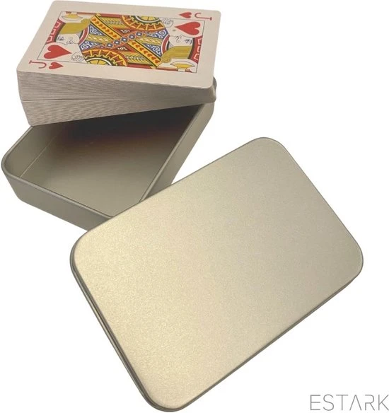 ESTARK Luxe Speelkaarten In Metal BOX - Plastic Coating - Poker Kaarten - Kaartspel - Spelkaarten - Spel Kaart - 56 Kaarten - Gezelschapsspel - Spelen - Playing Cards - In Blik 11 ESTARK Luxe Speelkaarten In Metal BOX - Plastic Coating - Poker Kaarten - Kaartspel - Spelkaarten - Spel Kaart - 56 Kaarten - Gezelschapsspel - Spelen - Playing Cards - In Blik - Afbeelding 9