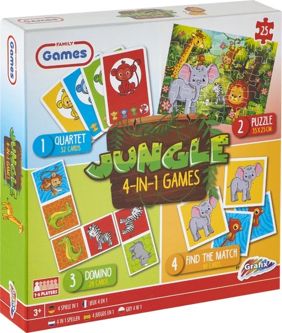 Grafix 4-in-1 Kaartspellen Voor Kinderen | Thema Jungle | Kwartet - Memory - Domino - Puzzel | Denkspel | Geschikt Voor Kinderen Vanaf 5 Jaar 9 Grafix 4-in-1 Kaartspellen Voor Kinderen | Thema Jungle | Kwartet - Memory - Domino - Puzzel | Denkspel | Geschikt Voor Kinderen Vanaf 5 Jaar - Afbeelding 7