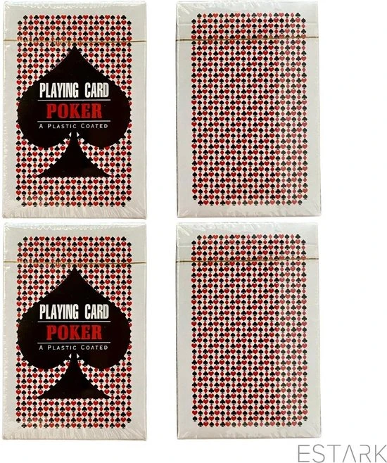 ESTARK Luxe Speelkaarten - 4 Sets - Plastic Coating - Poker Kaarten - Kaartspel - Spelkaarten - Spel Kaart - 4 X 56 - Gezelschapsspel - Spelen - Playing Cards - Cijfer In Alle 4 De Hoeken - 4 STUKS 3 ESTARK Luxe Speelkaarten - 4 Sets - Plastic Coating - Poker Kaarten - Kaartspel - Spelkaarten - Spel Kaart - 4 X 56 - Gezelschapsspel - Spelen - Playing Cards - Cijfer In Alle 4 De Hoeken - 4 STUKS