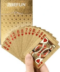 2BEFUN Waterdichte Kaarten - Goud - Luxe Kaartspel - Speelkaarten - Pokerkaarten - Drankspel - Ook Geschikt Als Kerst Cadeau Voor Man En Vrouw, Voor Grote Kinderen, Sinterklaas Schoencadeautjes - Cadeautjes