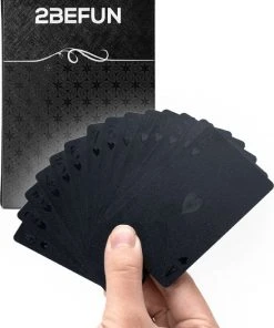 2BEFUN Waterdichte Kaarten - Zwart - Luxe Kaartspel - Speelkaarten - Pokerkaarten - Drankspel - Ook Geschikt Als Kerst Cadeau Voor Man En Vrouw, Voor Grote Kinderen Of Sinterklaas Schoencadeautjes - Cadeautjes