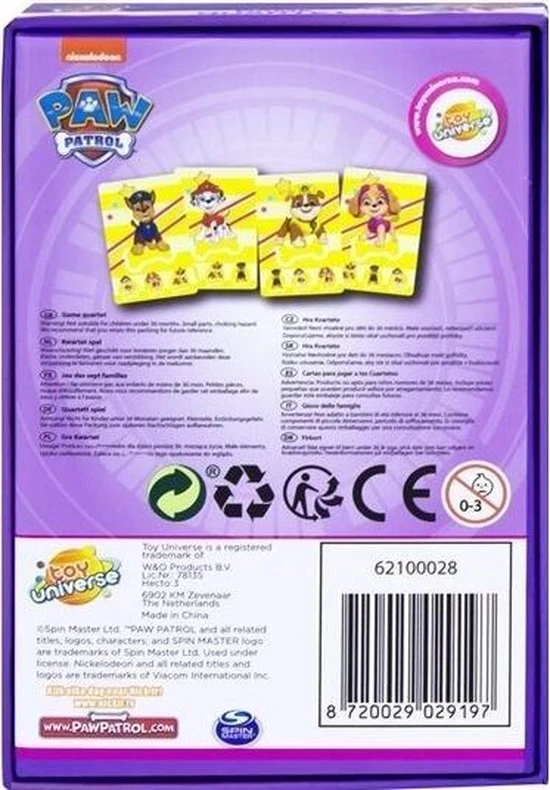 Toy Universe Paw Patrol Kwartetspel Paars 4 Toy Universe Paw Patrol Kwartetspel Paars - Afbeelding 2